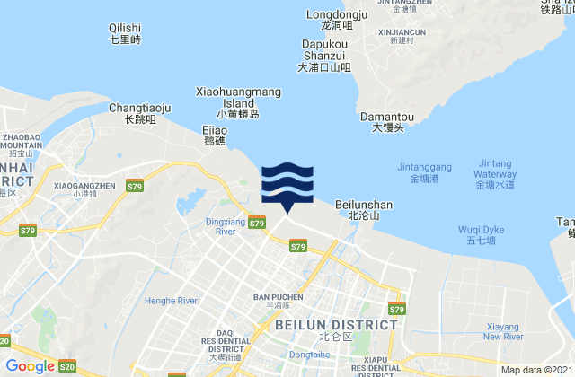 Mappa delle maree di Daqi, China