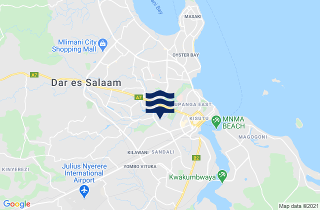 Mappa delle maree di Dar es Salaam Region, Tanzania