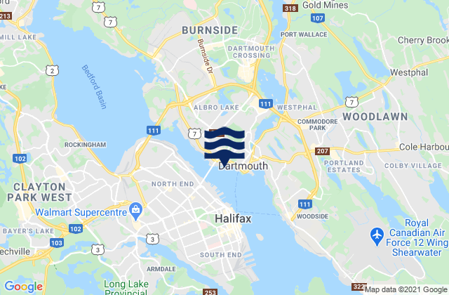 Mappa delle maree di Dartmouth, Canada