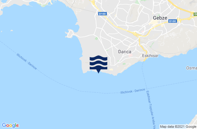 Mappa delle maree di Darıca, Turkey