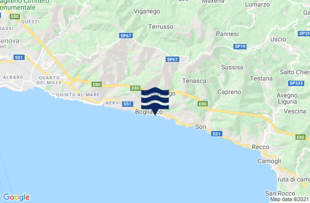 Mappa delle maree di Davagna, Italy
