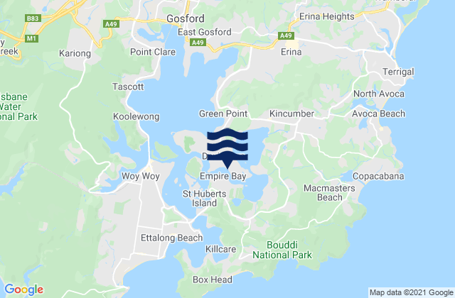 Mappa delle maree di Davistown, Australia