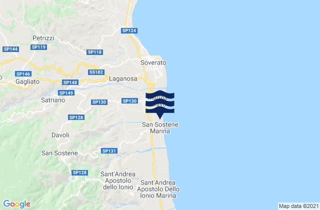 Mappa delle maree di Davoli, Italy