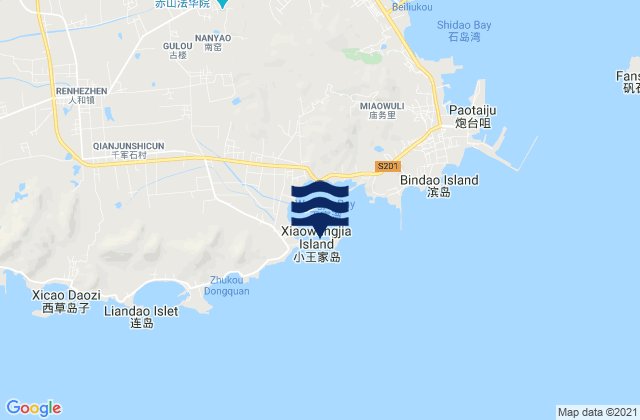 Mappa delle maree di Dawangjia Dao, China