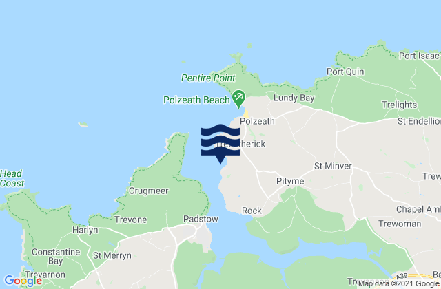 Mappa delle maree di Daymer Bay Beach, United Kingdom