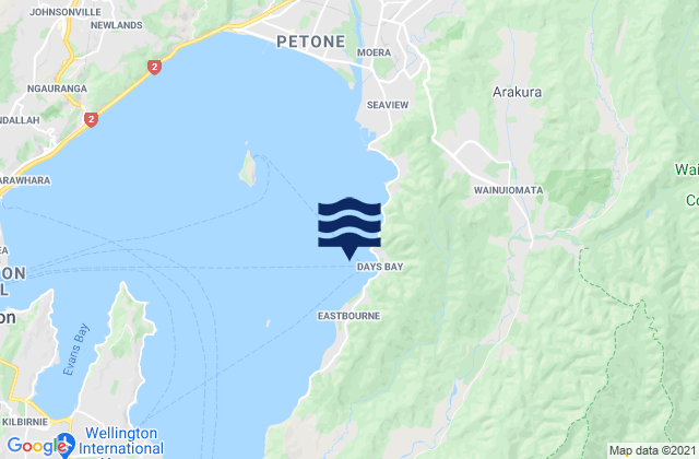 Mappa delle maree di Days, New Zealand