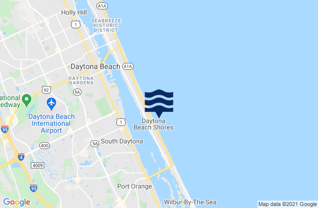 Mappa delle maree di Daytona Beach Shores, United States