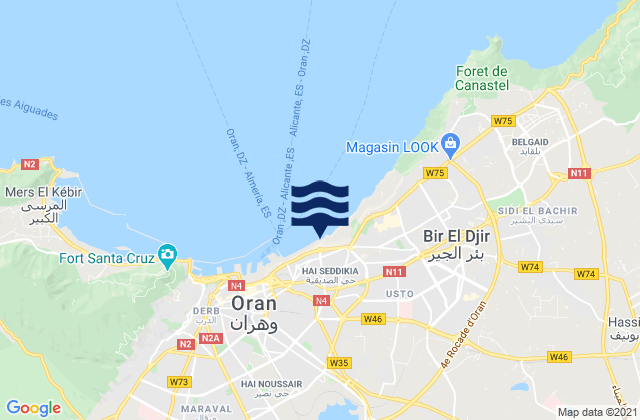 Mappa delle maree di Daïra d’Oran, Algeria