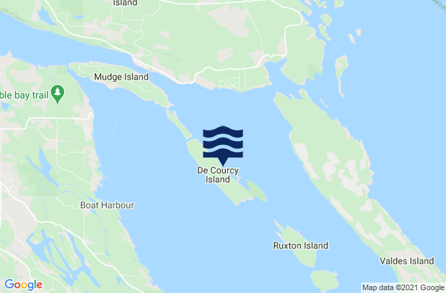 Mappa delle maree di De Courcy Island, Canada