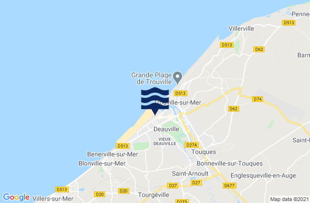 Mappa delle maree di Deauville, France