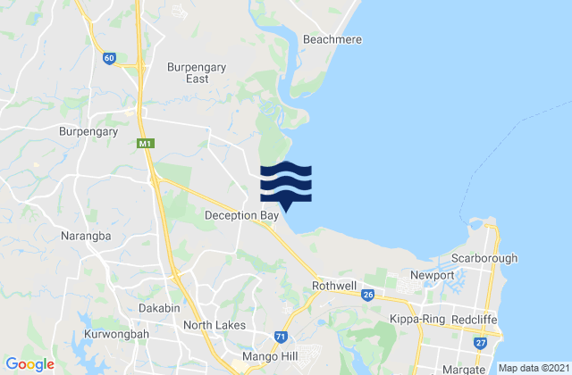 Mappa delle maree di Deception Bay, Australia