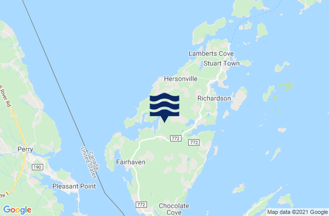 Mappa delle maree di Deer Island, Canada
