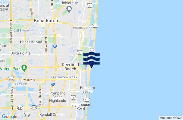 Mappa delle maree di Deerfield Beach Pier, United States
