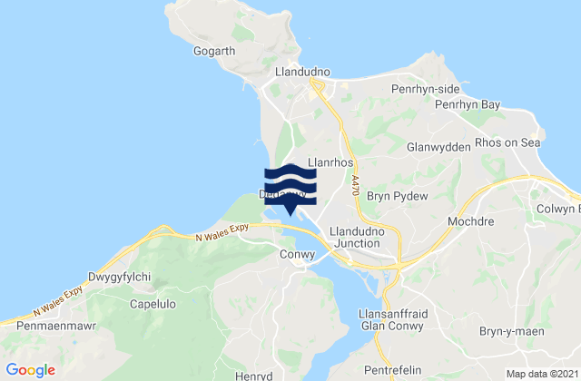 Mappa delle maree di Deganwy, United Kingdom