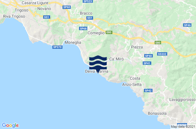 Mappa delle maree di Deiva Marina, Italy
