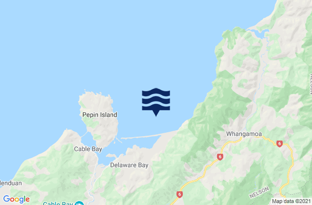 Mappa delle maree di Delaware Bay, New Zealand