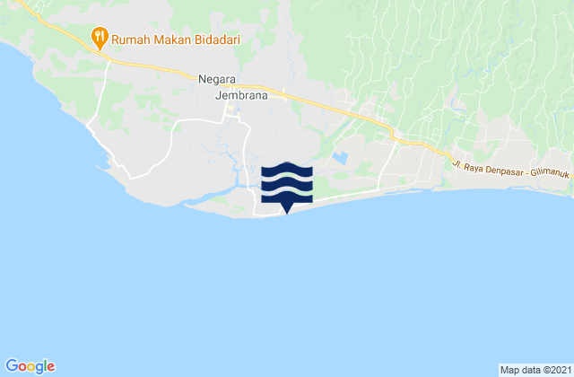 Mappa delle maree di Delod Pangkung, Indonesia