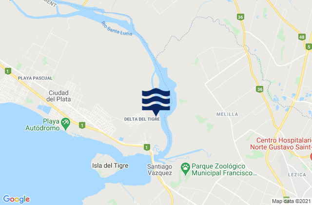 Mappa delle maree di Delta del Tigre, Uruguay