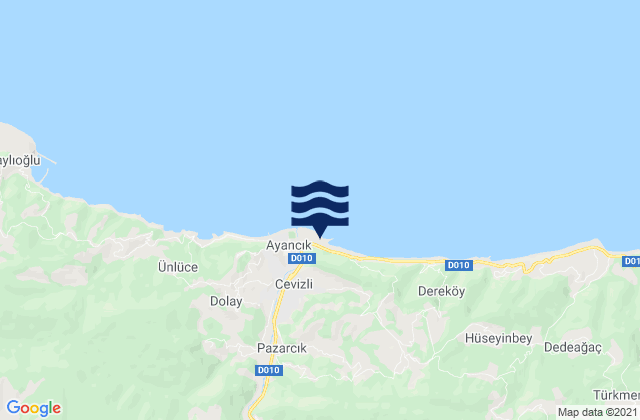 Mappa delle maree di Denizciler, Turkey