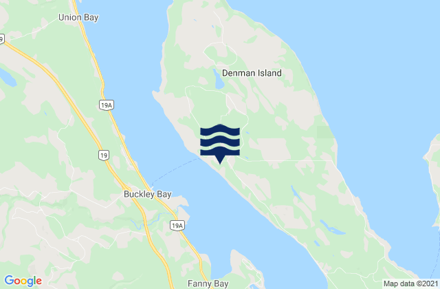 Mappa delle maree di Denman Island, Canada