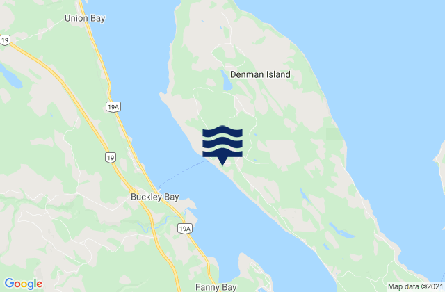 Mappa delle maree di Denman Island, Canada