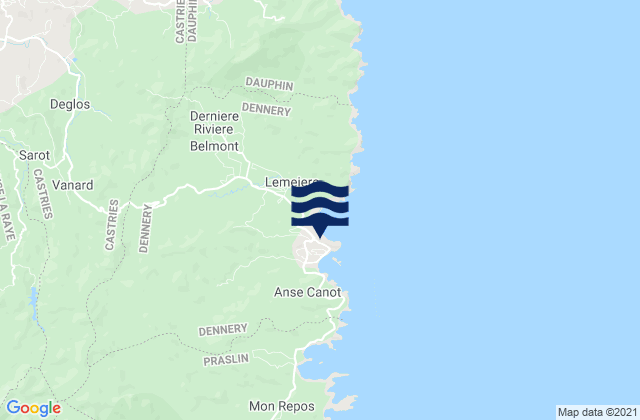 Mappa delle maree di Dennery, Saint Lucia