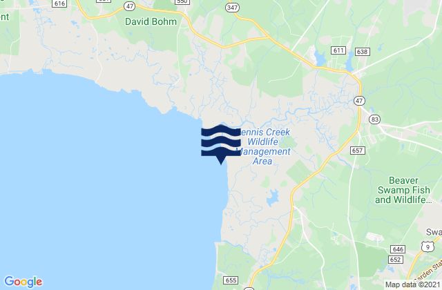 Mappa delle maree di Dennis Creek 2.5 N.Mi. Above Entrance, United States