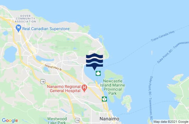 Mappa delle maree di Departure Bay, Canada