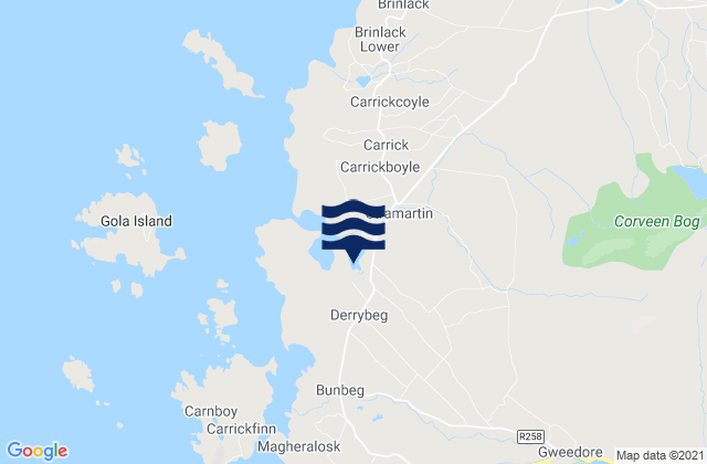 Mappa delle maree di Derrybeg, Ireland