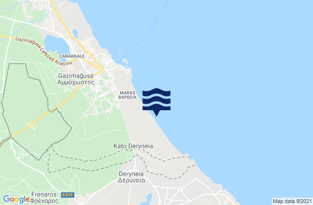Mappa delle maree di Derýneia, Cyprus