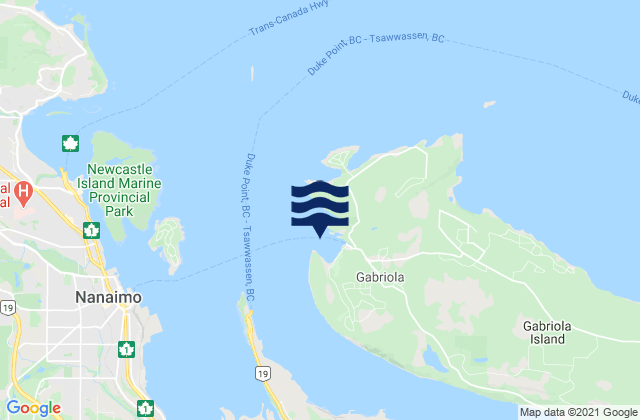 Mappa delle maree di Descanso Bay, Canada
