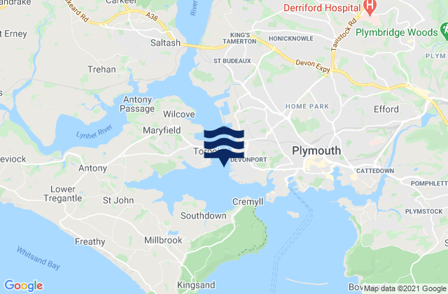Mappa delle maree di Devonport, United Kingdom