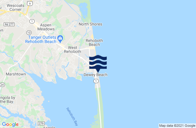 Mappa delle maree di Dewey Beach, United States