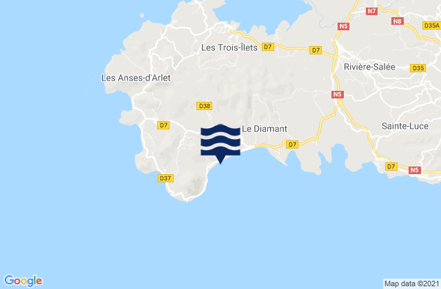 Mappa delle maree di Diam's, Martinique