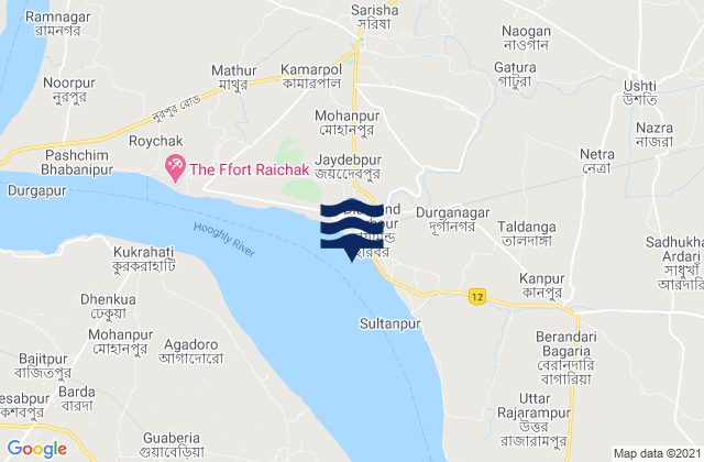 Mappa delle maree di Diamond Harbor Hooghly River, India