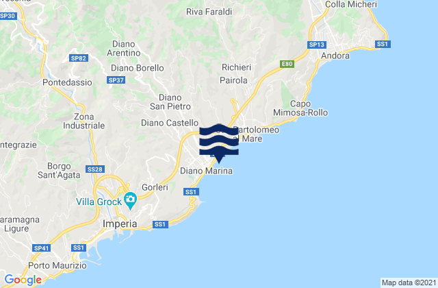 Mappa delle maree di Diano Marina, Italy