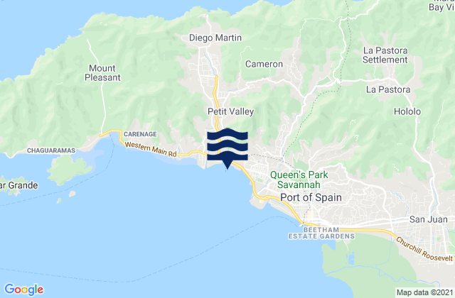 Mappa delle maree di Diego Martin, Trinidad and Tobago