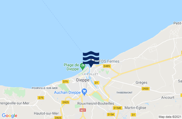 Mappa delle maree di Dieppe Port, France