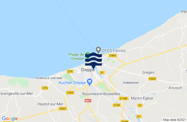 Mappa delle maree di Dieppe, France