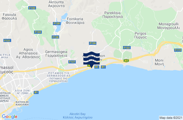 Mappa delle maree di Dieróna, Cyprus