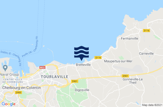 Mappa delle maree di Digosville, France