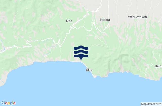 Mappa delle maree di Diller, Indonesia