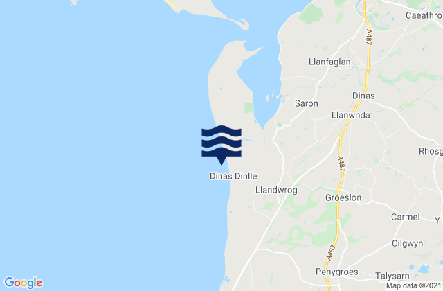 Mappa delle maree di Dinas Dinlle Beach, United Kingdom