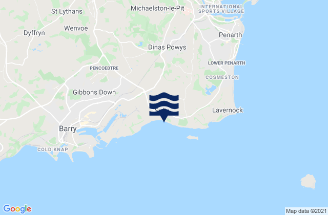 Mappa delle maree di Dinas Powys, United Kingdom