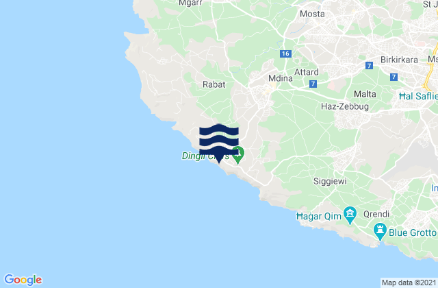Mappa delle maree di Dingli, Malta