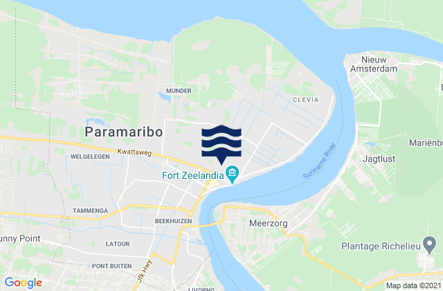 Mappa delle maree di Distrikt Paramaribo, Suriname