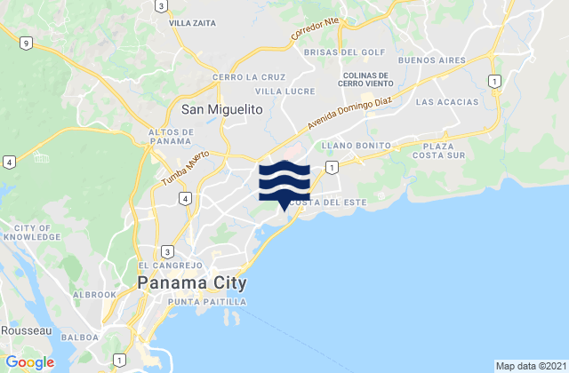 Mappa delle maree di Distrito San Miguelito, Panama