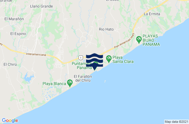Mappa delle maree di Distrito de Antón, Panama