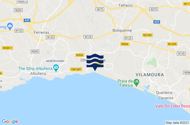 Mappa delle maree di Distrito de Faro, Portugal