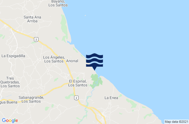 Mappa delle maree di Distrito de Guararé, Panama